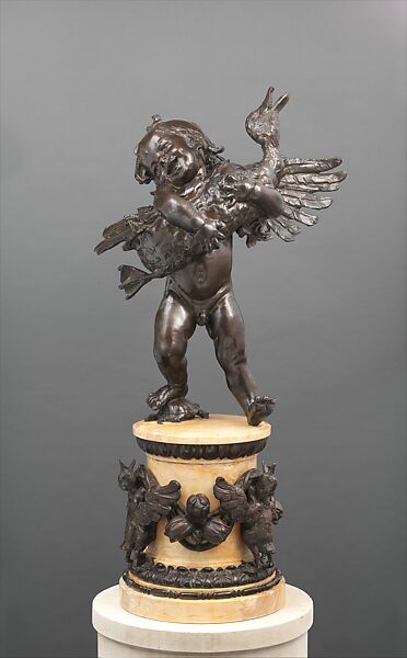 Boy and Duck, Frederick William MacMonnies (American, New York 1863–1937 New York), Bronze, American 