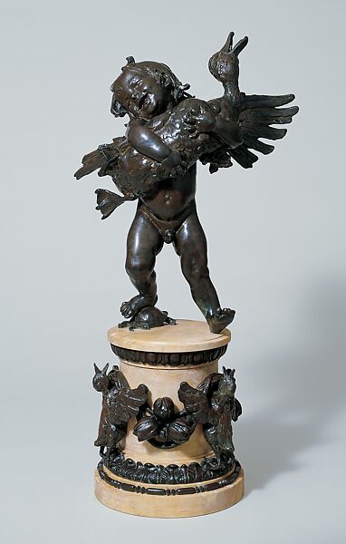 Boy and Duck, Frederick William MacMonnies (American, New York 1863–1937 New York), Bronze, American