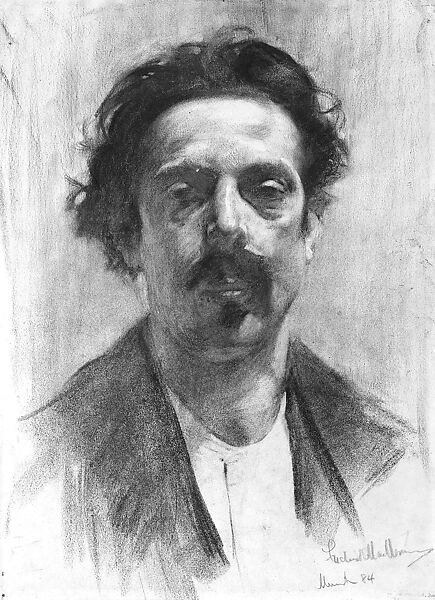 Study of Head of Man, Frederick William MacMonnies (American, New York 1863–1937 New York), Graphite and charcoal on paper, mounted on board, American 