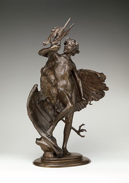 Young Faun with Heron, Frederick William MacMonnies (American, New York 1863–1937 New York), Bronze, American