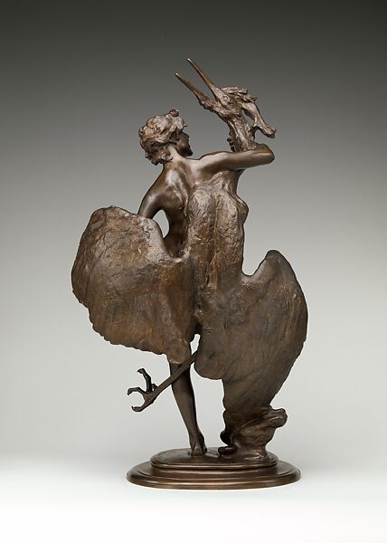 Young Faun with Heron, Frederick William MacMonnies (American, New York 1863–1937 New York), Bronze, American