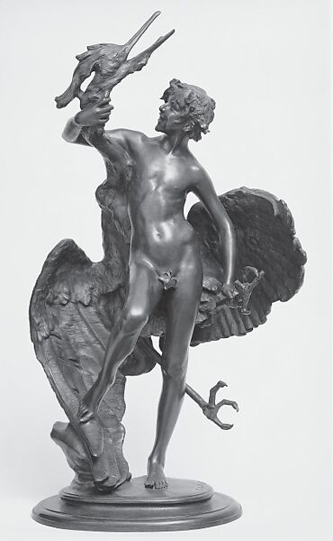 Young Faun with Heron, Frederick William MacMonnies (American, New York 1863–1937 New York), Bronze, American