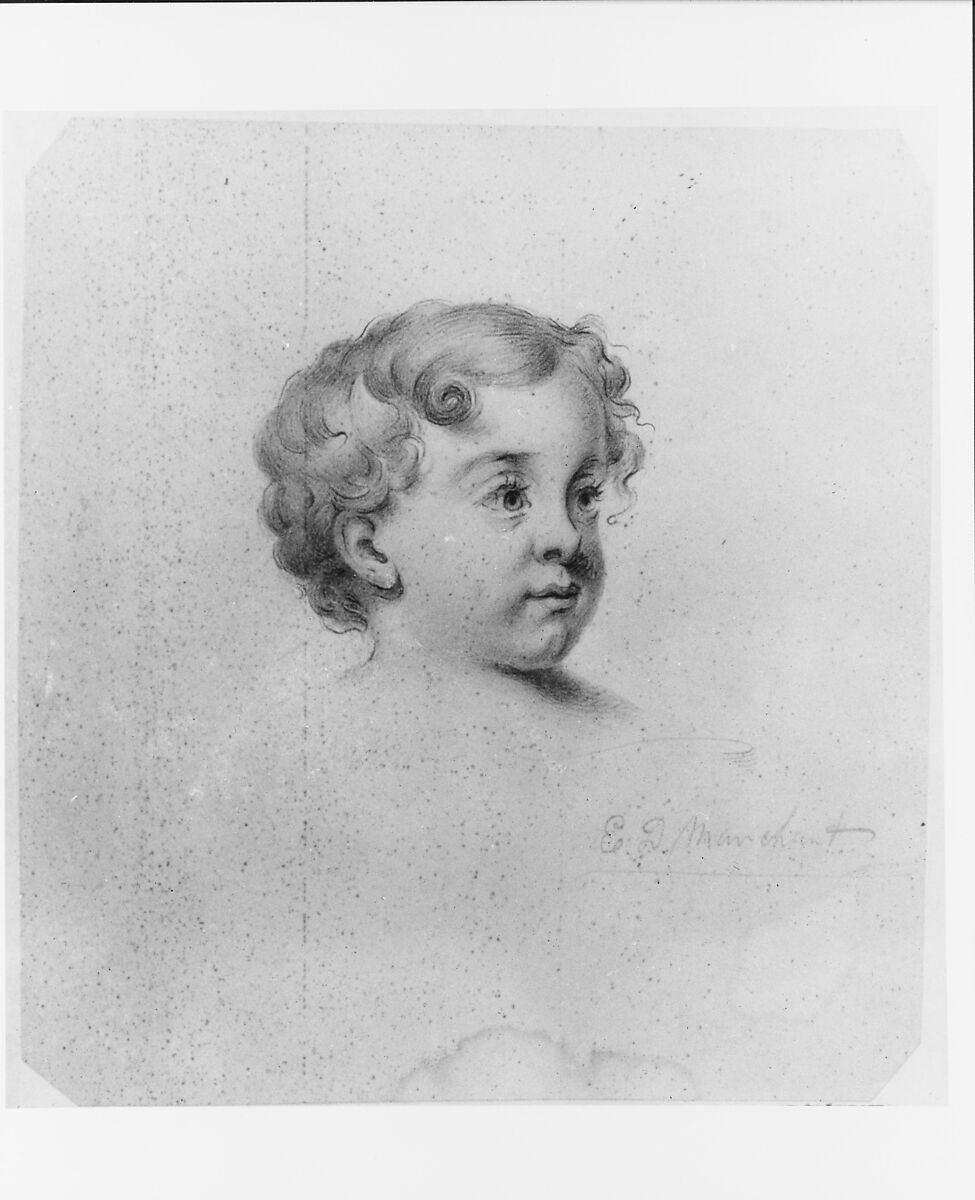 Head of a Child (from McGuire Scrapbook), Edward Dalton Marchant (1806–1887), Graphite on off-white wove paper, American 