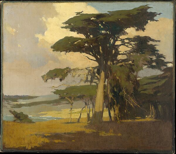Afternoon among the Cypress, Arthur Frank Mathews (1860–1945), Oil on canvas, American
