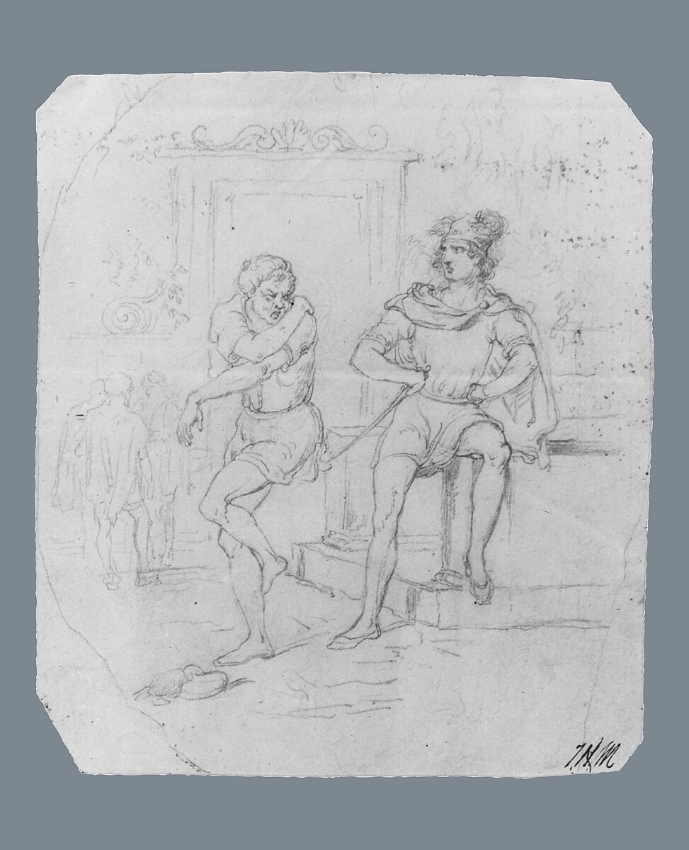 Scene from Literature (from McGuire Scapbook), Tompkins Harrison Matteson (American, Peterboro, New York 1813–1884 Sherburne, New York), Graphite on off-white wove paper, American