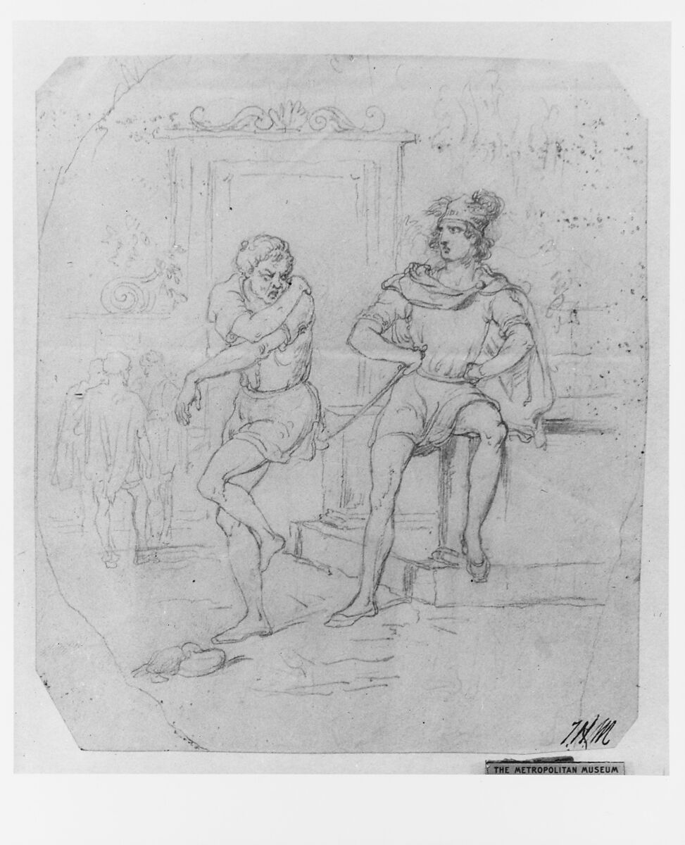 Scene from Literature (from McGuire Scapbook), Tompkins Harrison Matteson (American, Peterboro, New York 1813–1884 Sherburne, New York), Graphite on off-white wove paper, American 