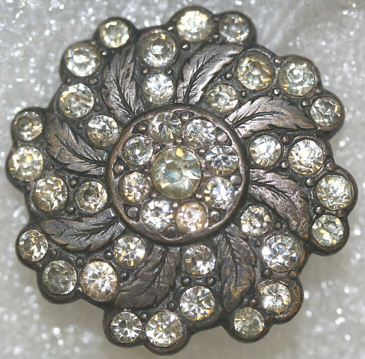 Button, metal, paste, French