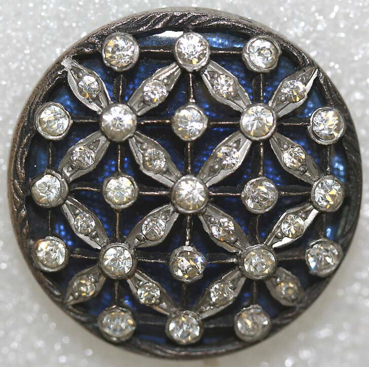 Button, metal, paste, French