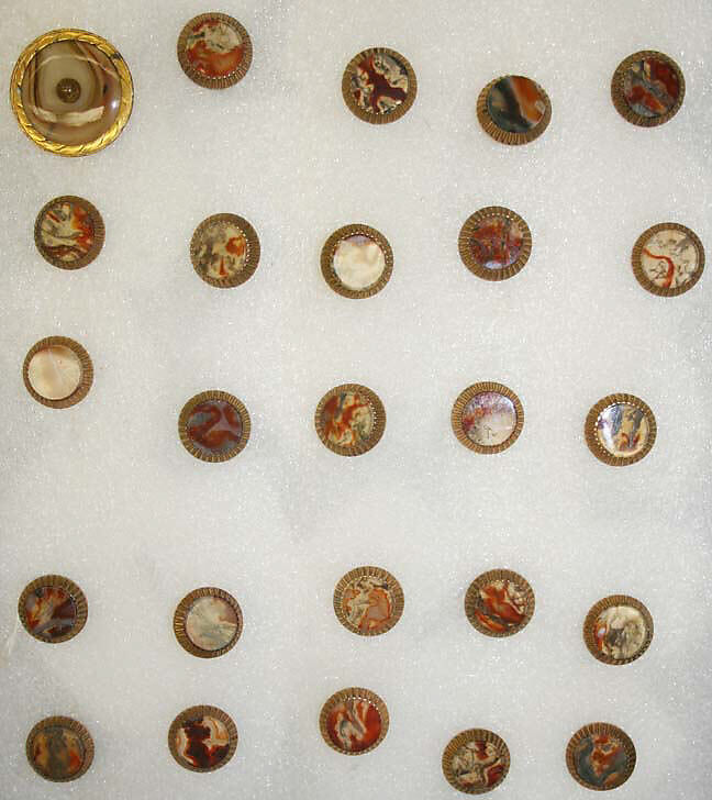 Button, metal, paste, American or European 