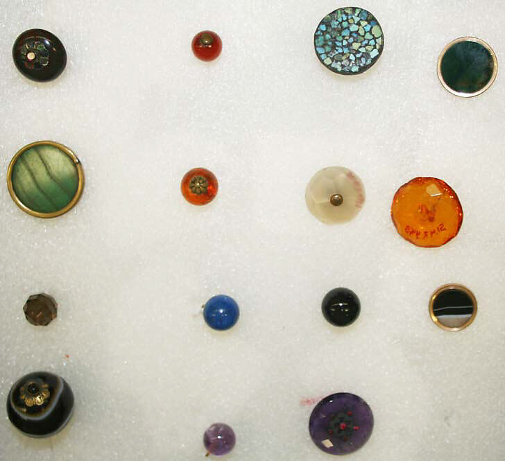 Button, semi-precious stones, British 