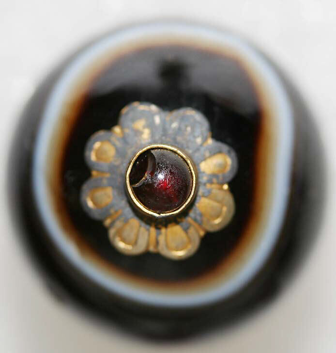 Button, semi-precious stones, British