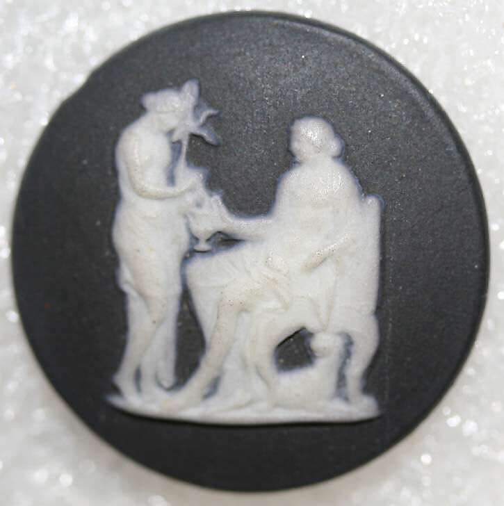 Button, jasper, metal, British