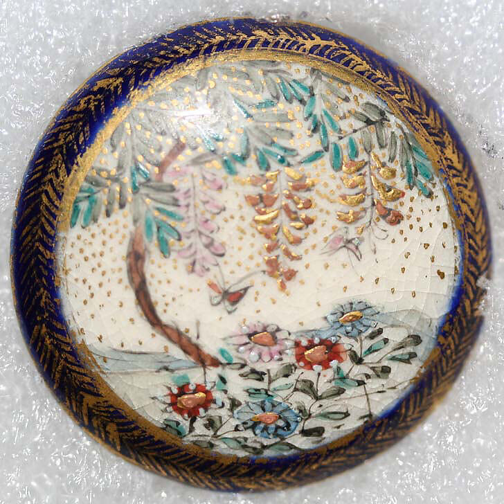 Button, porcelain, Japanese