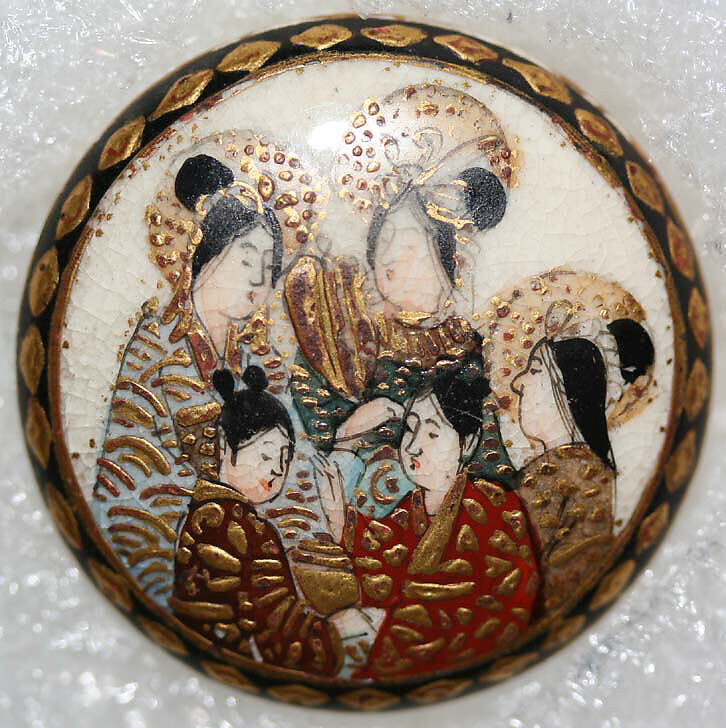 Button, porcelain, Japanese
