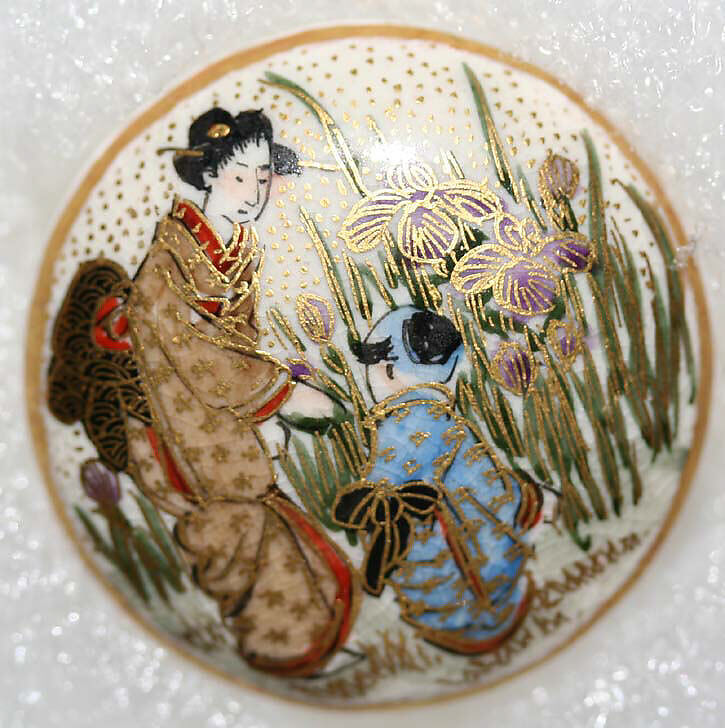 Button, porcelain, Japanese