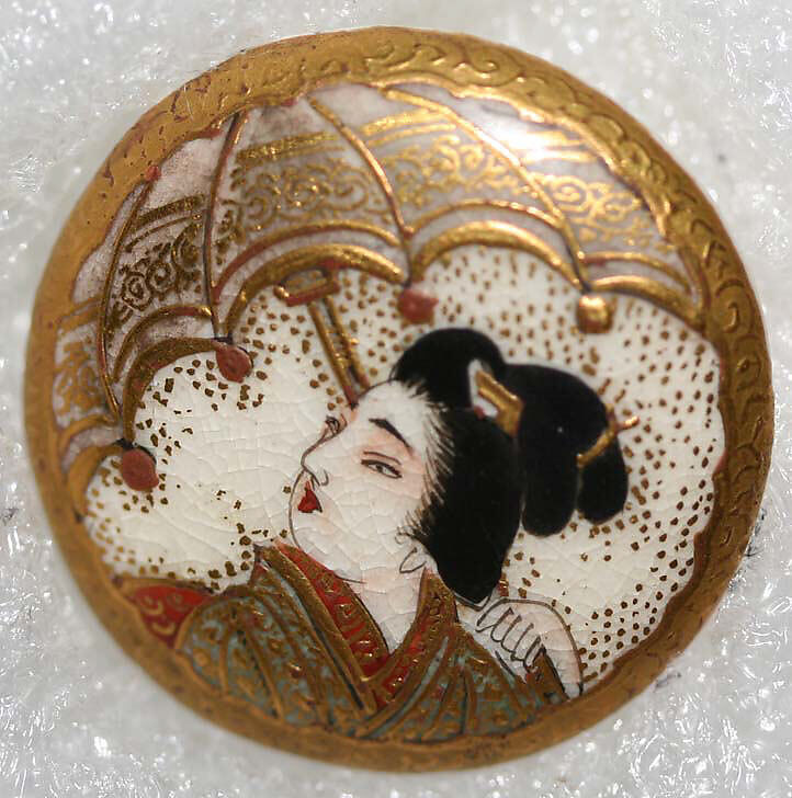 Button, porcelain, Japanese