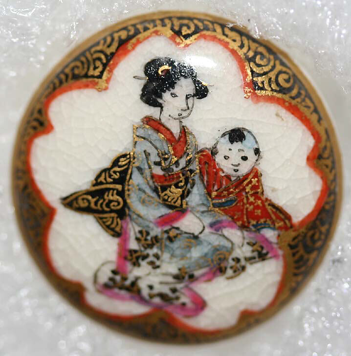 Button, porcelain, Japanese