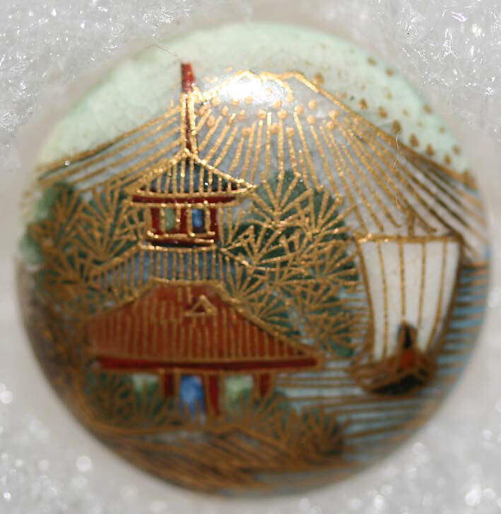 Button, porcelain, Japanese