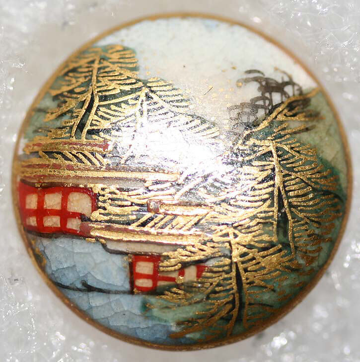Button, porcelain, Japanese