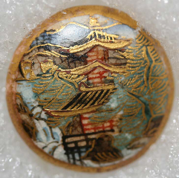 Button, porcelain, Japanese