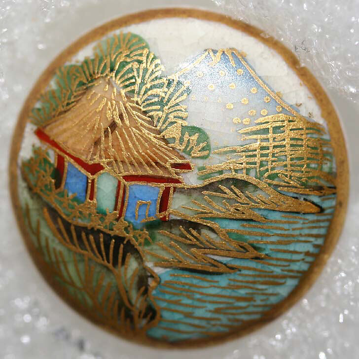 Button, porcelain, Japanese
