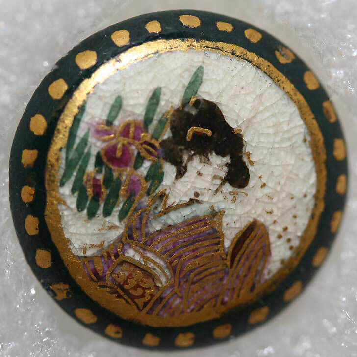 Button, porcelain, Japanese