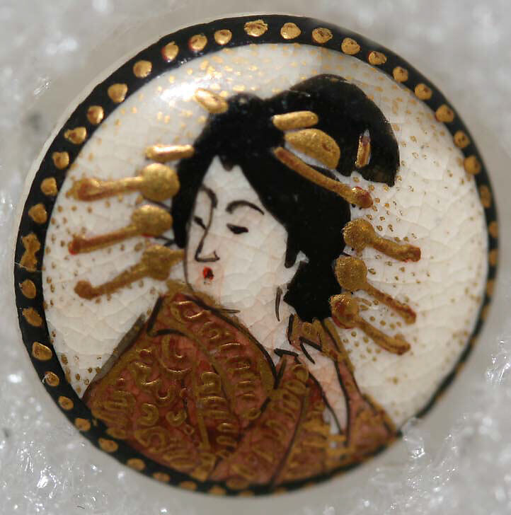 Button, porcelain, Japanese