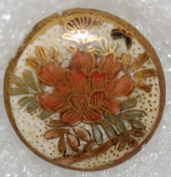 Button, porcelain, Japanese