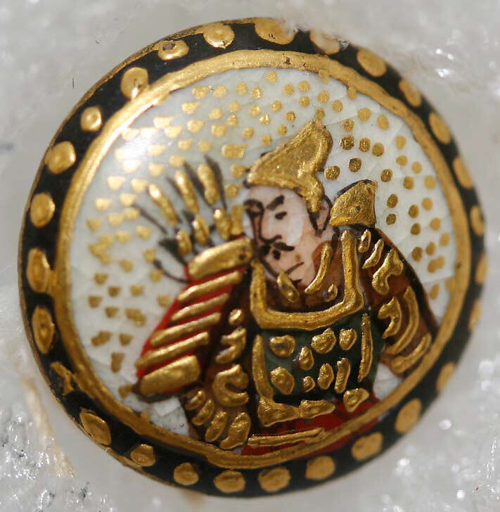 Button, porcelain, Japanese