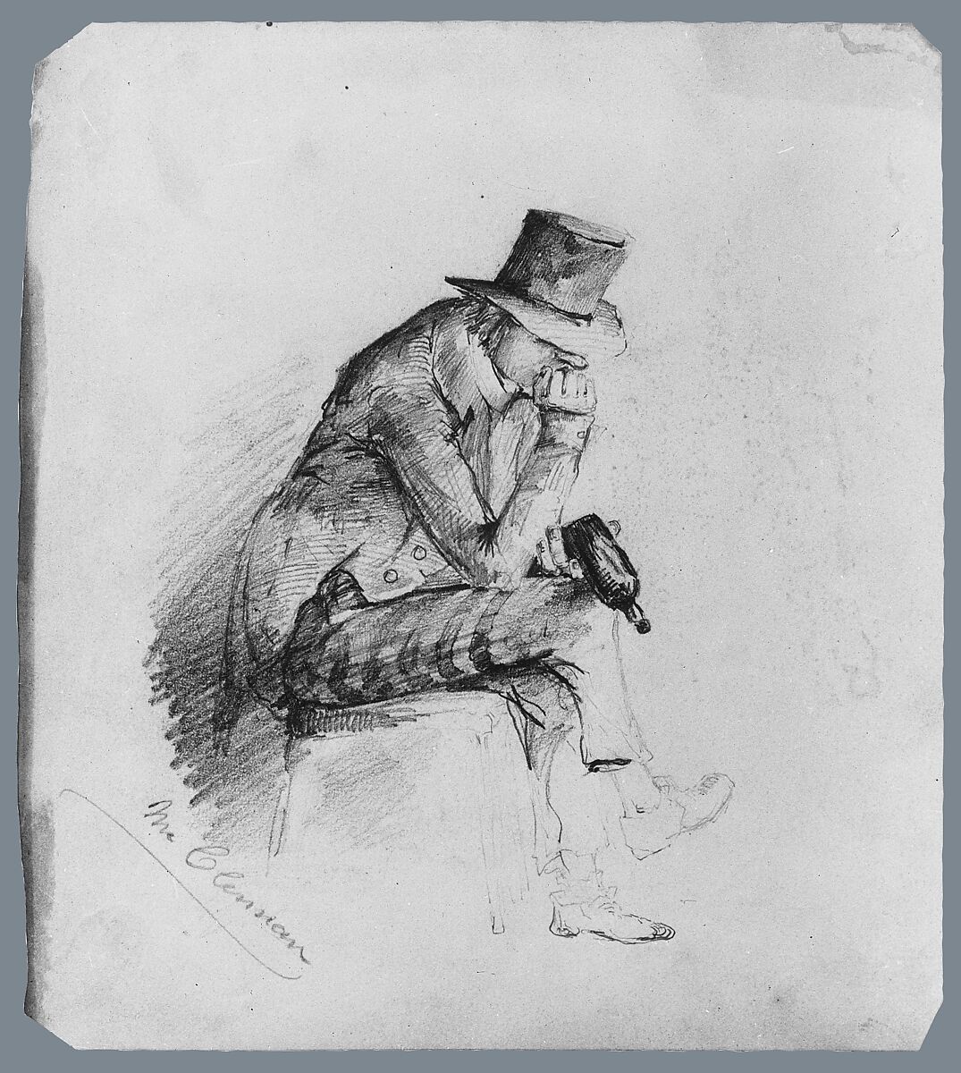The Empty Bottle (from McGuire Scrapbook), Probably John McLenan (American, Pennsylvania 1827–1865 New York), Graphite on off-white wove paper, American