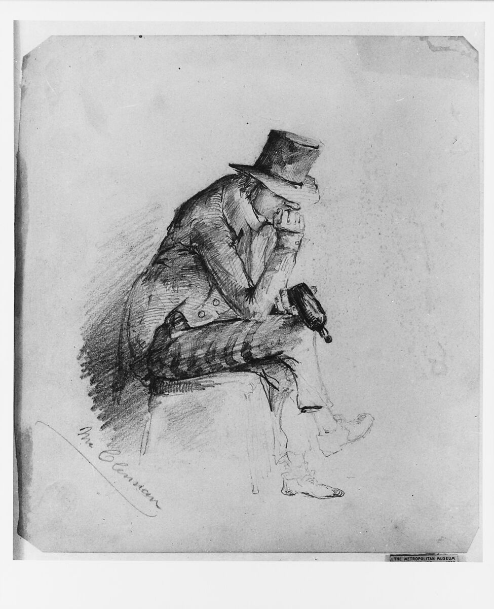 The Empty Bottle (from McGuire Scrapbook), Probably John McLenan (American, Pennsylvania 1827–1865 New York), Graphite on off-white wove paper, American 