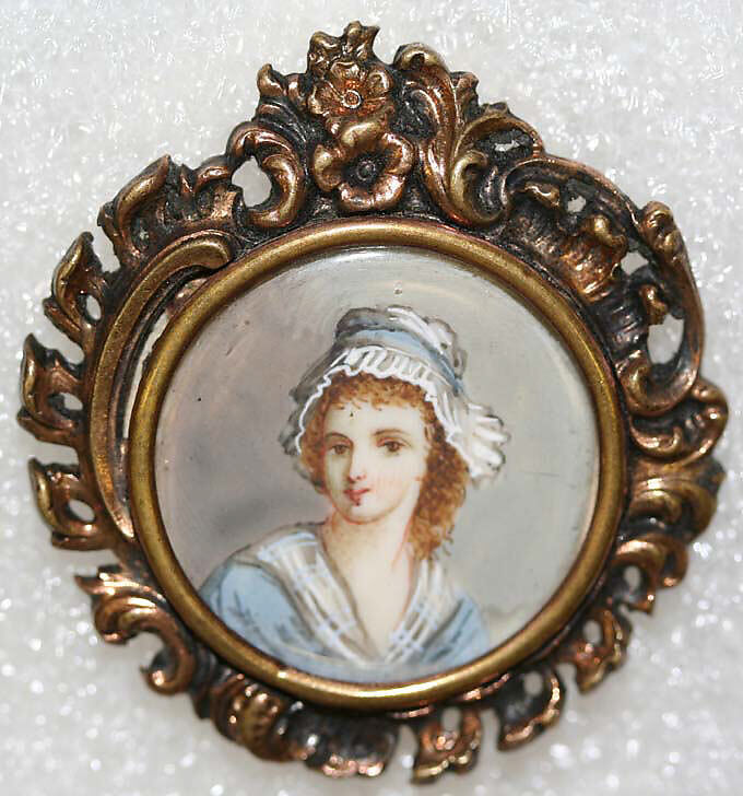 Button, ivory, rhinestones, metal, French