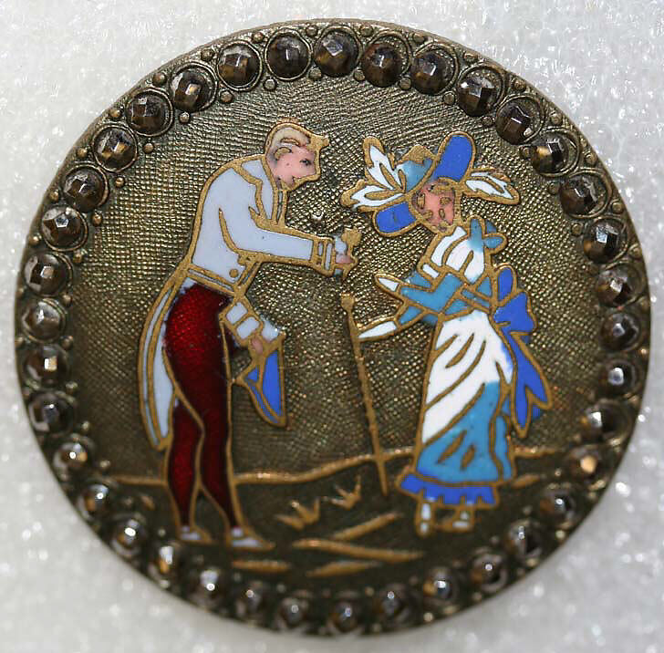 Button, enamel, French