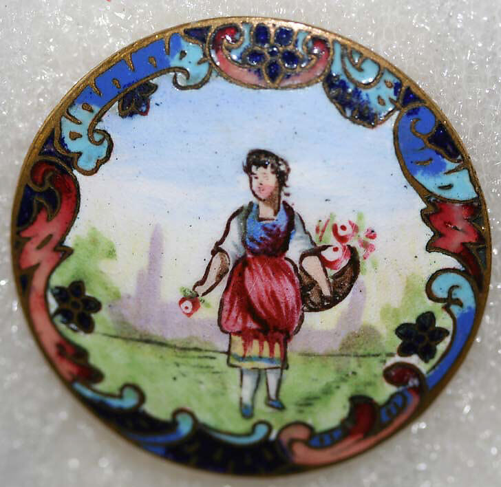 Button, enamel, French