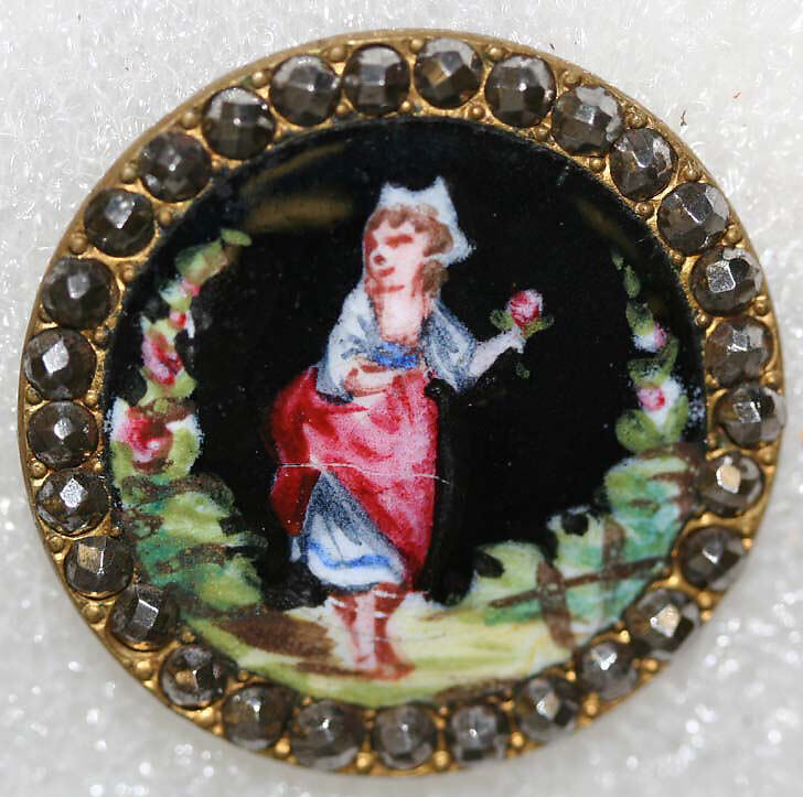 Button, enamel, French