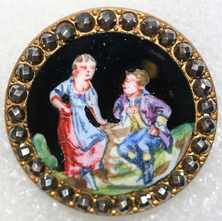 Button, enamel, French