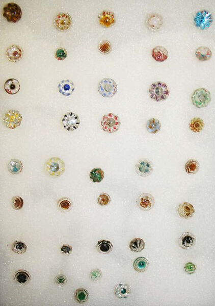 Button, glass, American or European 