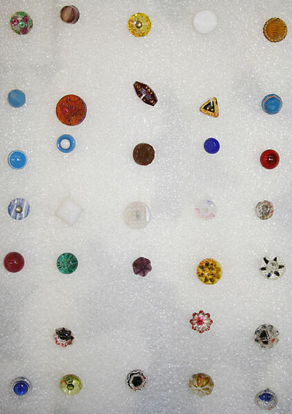 Button, glass, American or European 