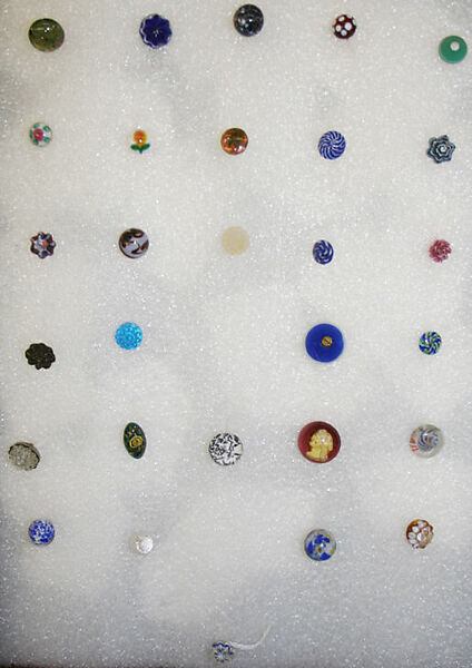 Button, glass, American or European 