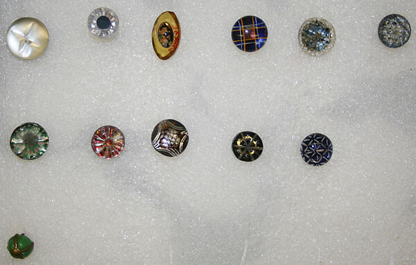 Button, glass, American or European 