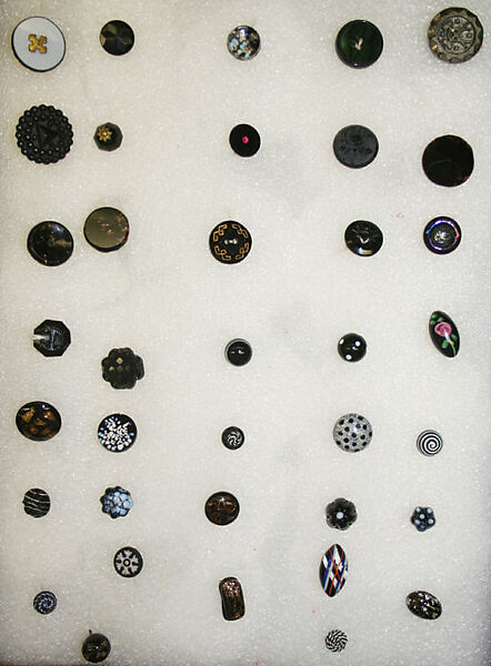 Button, glass, American or European 