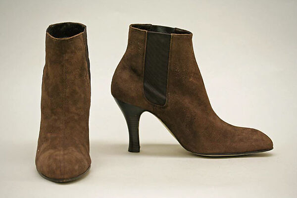 Boots, Hermès (French, founded 1837), suede, wood, elastic, French 