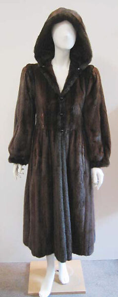 Coat, Yves Saint Laurent (French, founded 1961), a) fur, synthetic, plastic; b) fur, French 