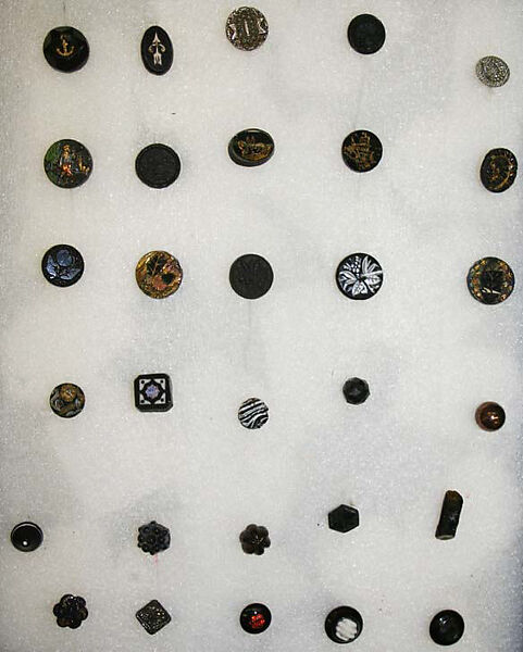 Button, glass, American or European 