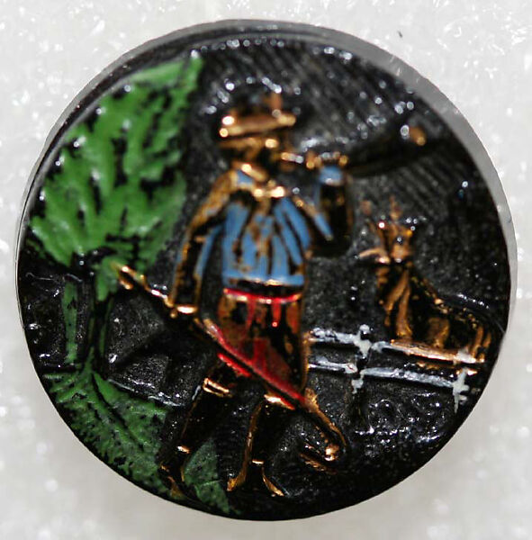 Button, glass, American or European