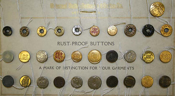 Button, metal, American or European 