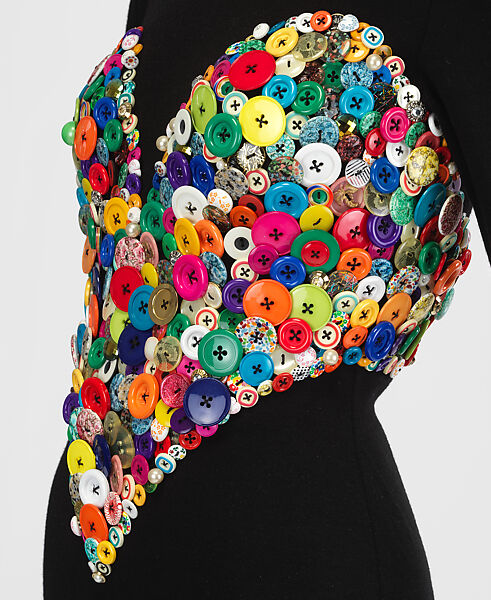 Dress, Patrick Kelly (American, Vicksburg, Mississippi 1954–1990 Paris), Wool, plastic, French