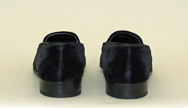 Evening shoes, cotton, metallic thread, leather, wood, British