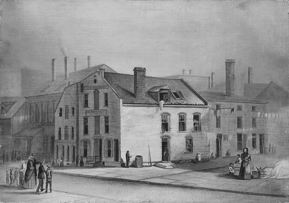 Old Brewery, Five Points Mission, New York, F. A. Mead, Oil on canvas, American 