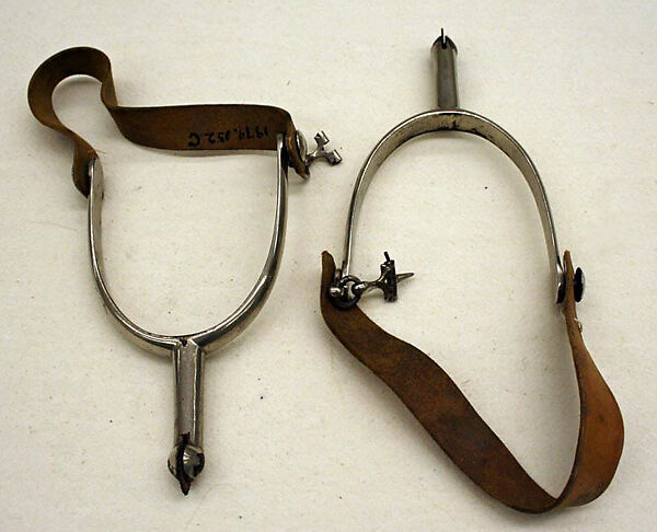 Spurs, metal, leather, American or European 